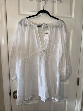 Abercrombie & Fitch White Gauze Swim Cover-Up Tunic Dress size Medium NWT